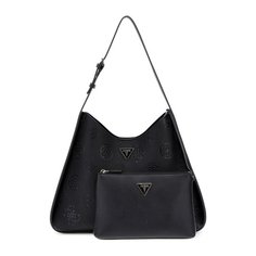 Сумка GUESS, фактура тиснение, зернистая, черный