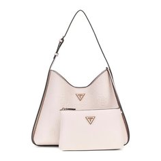 Сумка GUESS, фактура зернистая, тиснение, серый