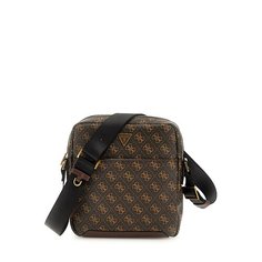 Сумка планшет GUESS, фактура зернистая, коричневый/охра