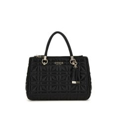 Сумка тоут GUESS, фактура стеганая, зернистая, черный