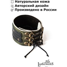 Браслет Alla LeatherworkS, кожа, 1 шт., размер 25 см, зеленый