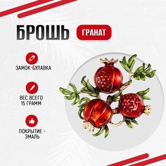 Брошь, эмаль, 1 шт., красный/зеленый Нет бренда