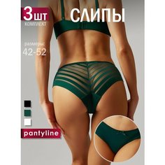 Трусы LUKINI, комплект из 3 шт., размер 44-46, черный/белый/зеленый