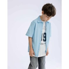 Школьная рубашка Gloria Jeans, размер 6-7л/122 (32), голубой