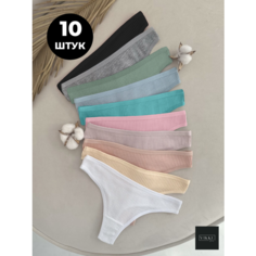 Трусы VIKKI., комплект из 10 шт., размер 40-42, серый, голубой, белый, бежевый, черный, розовый, зеленый, пыльная роза