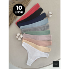 Трусы VIKKI., комплект из 10 шт., размер 40-42, серый, голубой, белый, бежевый, черный, синий, зеленый, пыльная роза, красный