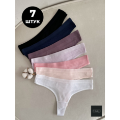 Трусы VIKKI., комплект из 7 шт., размер 40-42, белый, бежевый, розовый, черный, синий