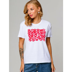 Футболка Ohana market, размер 50, белый/розовый