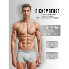 Трусы BIKKEMBERGS, комплект из 2 шт., размер M, серый/белый