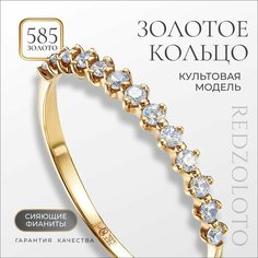 Кольцо, красное золото, 585 проба, фианит, размер 15.5, золотой Re Dzoloto