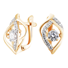 Серьги Ювелир Карат, серебро, 925 проба, золочение, фианит, , золото