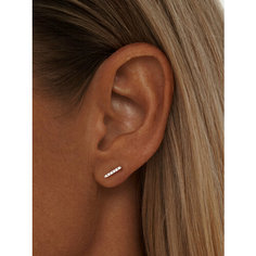 Серьги пусеты MIESTILO, серебро, 925 проба, родирование, фианит, , серебристый