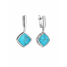 Серьги L-Silver, серебро, 925 проба, родирование, длина 3.5 см, , бирюзовый, голубой, серебристый