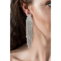Серьги, искусственный камень, серебряный Бантами