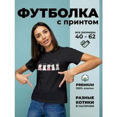 Футболка DARIART Котики с сердечками, 1 шт., размер S, черный