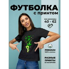 Футболка DARIART Бабочки зеленые, 1 шт., размер L, черный