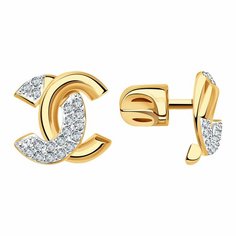 Серьги пусеты Diamant online, красное золото, 585 проба, родирование, фианит, длина 1.1 см, , прозрачный