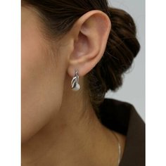 Серьги Argentum, серебро, 925 проба, родирование, жемчуг, фианит, размер 10 мм, длина 1.5 см, , серебристый Аргентум