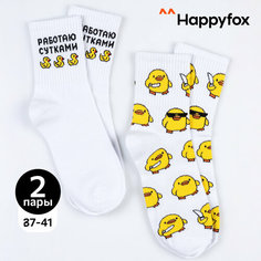 Носки Happyfox, комплект, 2 пары, размер 23-25, белый