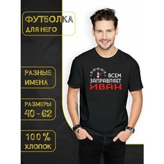 Футболка DARIART Всем заправляет Иван, 1 шт., размер 3XL, черный