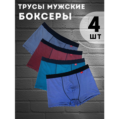 Трусы , комплект из 4 шт., размер 46, красный, голубой, бирюзовый, синий SPB Retail