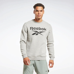 Свитшот спортивный Reebok Identity Fleece Stacked Logo Crew, размер S, , medium gray heather