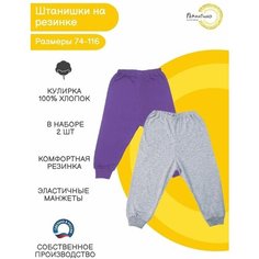 Брюки Рекантино, размер 104, серый, фиолетовый