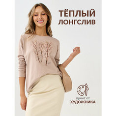 Лонгслив By Art BOYKO YULIANA Лонг Футер Деревья Бежевые, размер 3XL, , бежевый
