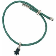 Браслет-нить НИКА, серебро, 925 проба, эмаль, зеленый Nika