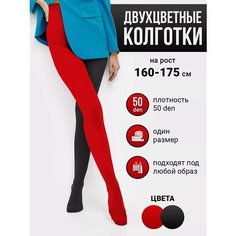 Колготки, размер 2-3, черный/красный Токтики
