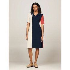 Платье TOMMY HILFIGER Colour-Blocked Knit Slim Fit Polo Dress, размер XS, Global Stp/Color Blocked