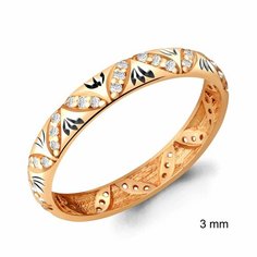 Кольцо обручальное Diamant online, красное золото, 585 проба, фианит, размер 15.5, ширина 3 мм, прозрачный