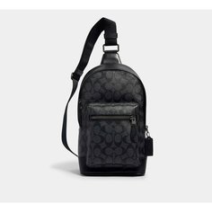 Сумка кросс-боди Coach, фактура зернистая, черный графит