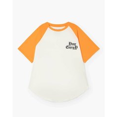 Футболка Gloria Jeans Ready! Steady! Go!, размер 9-11л/134-146, молочный/оранжевый