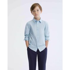 Школьная рубашка Gloria Jeans, размер 11-12л/152 (38), голубой