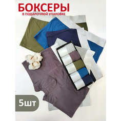 Трусы для мужчин в подарочной упаковке, боксеры мужские набор, комплект из 5 шт., размер XL(46/48), серебристый Без бренда