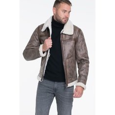 Кожаная куртка GUESS, размер M, коричневый