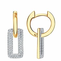 Серьги трансформеры Diamant online, красное золото, 585 проба, родирование, фианит, длина 2.1 см, , прозрачный