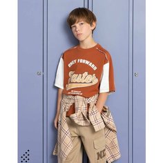 Футболка Gloria Jeans GJ COOL, размер 12-14л/158-164, молочный/коричневый