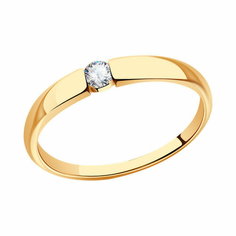 Кольцо помолвочное Diamant online, красное золото, 585 проба, циркон, размер 18.5, прозрачный
