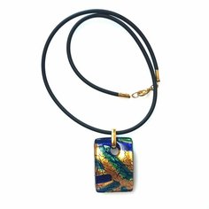 Подвеска arte di murano, муранское стекло, золотистый, синий