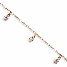 Браслет Diamant online, красное золото, 585 проба, фианит, длина 23 см., прозрачный