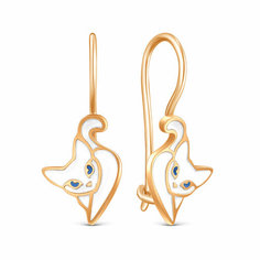 Серьги VALTERA, серебро, 925 проба, золочение, эмаль, , золотистый