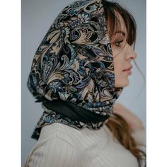 Платок Bright light acc Долька,150х60 см, бежевый, черный, голубой, фиолетовый
