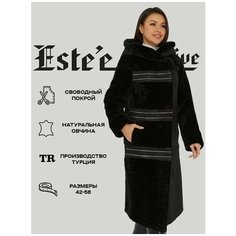 Дубленка Estee exclusive Fur&Leather, размер 50, черный