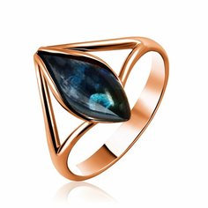 Кольцо Diamant online, красное золото, 585 проба, янтарь, размер 17, голубой