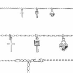 Браслет Diamant online, серебро, 925 проба, фианит, длина 24 см., бесцветный