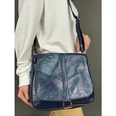 Сумка кросс-боди , фактура гладкая, синий Unvers Leather Istanbul