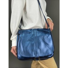 Сумка кросс-боди , фактура гладкая, синий Unvers Leather Istanbul