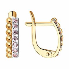 Серьги Diamant online, красное золото, 585 проба, фианит, длина 1 см, , розовый